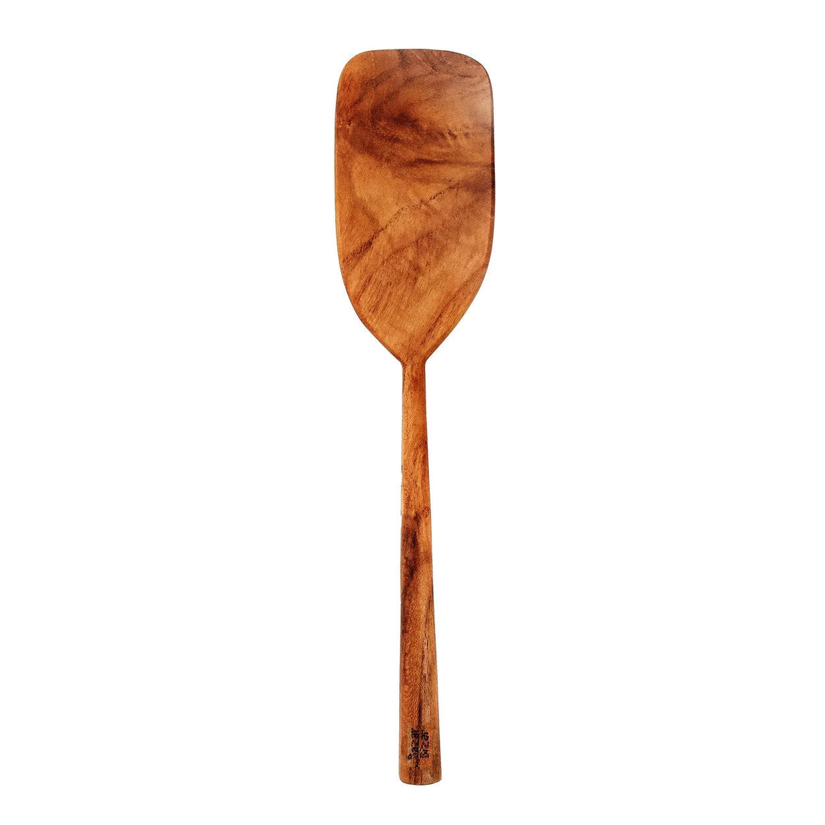 Spatule en racine de teck de 28 cm en bois naturel avec large lame ronde