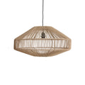 Suspension en corde naturelle ajourée beige sable, Ø60 cm, design hexagonal en rotin