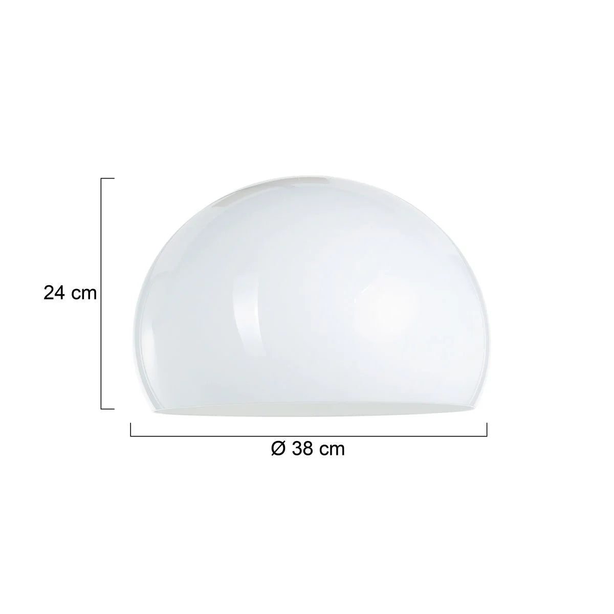 Suspension hémisphérique blanche en plastique lisse avec dimensions de 38 cm de diamètre
