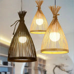 Suspension lanterne en bambou noire pour salon