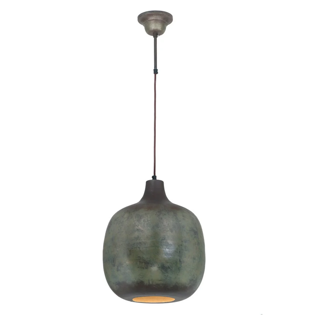Suspension en verre texturé vert gris de la Hängelampe Mican 100 Dunkelbronze