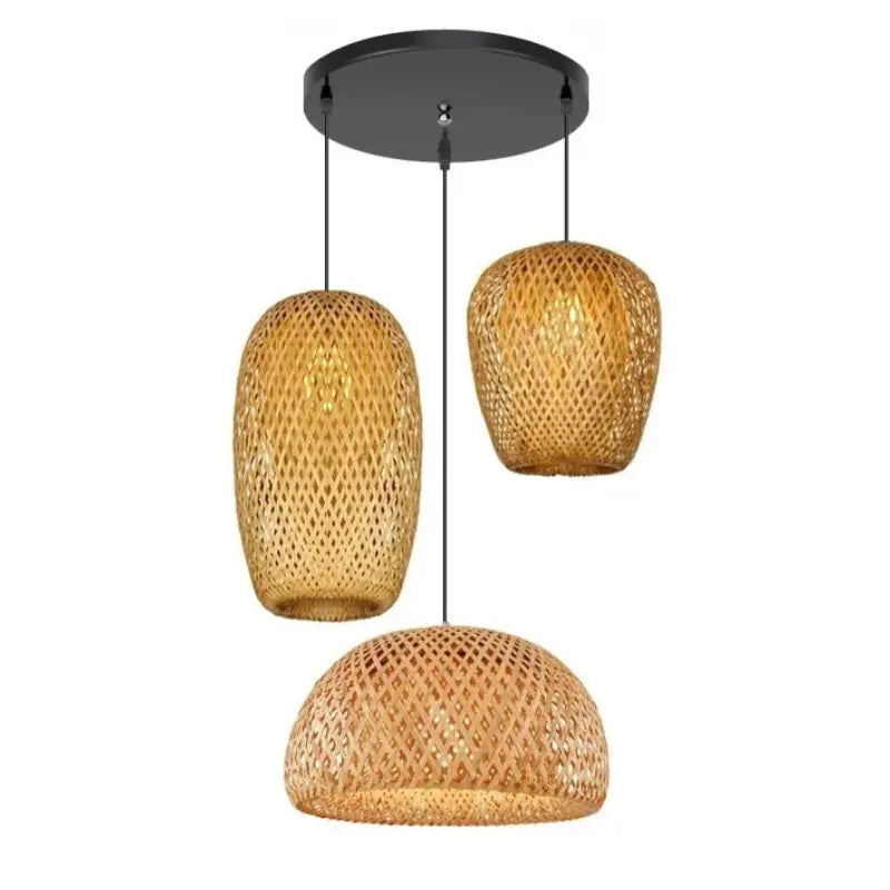 Suspension multiple bambou fond blanc