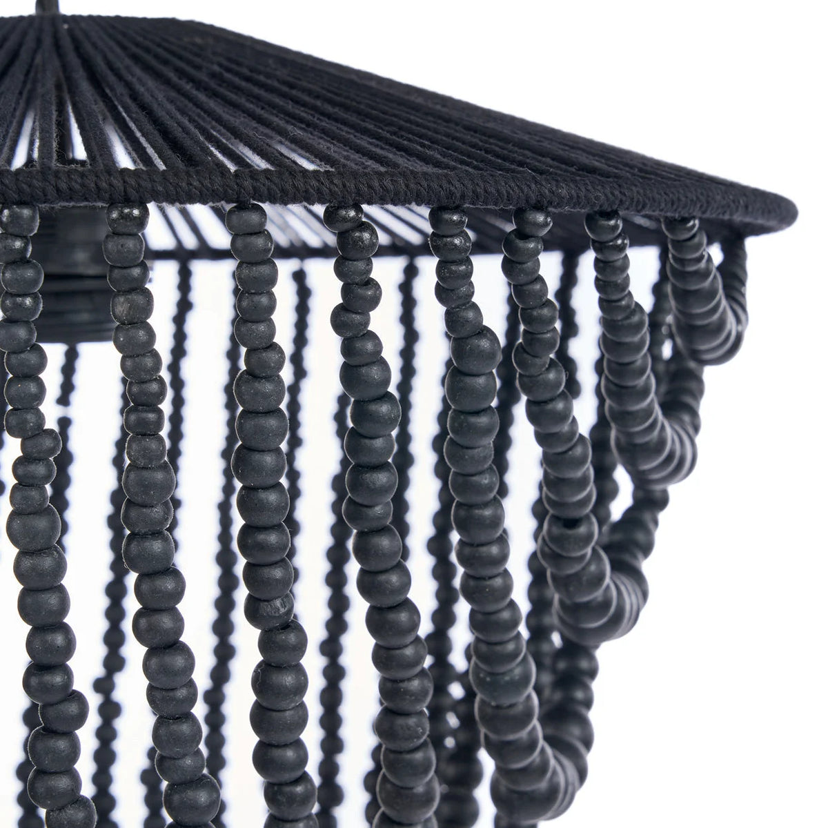Lustre en perles de bois noires effet cascade Ø47 cm