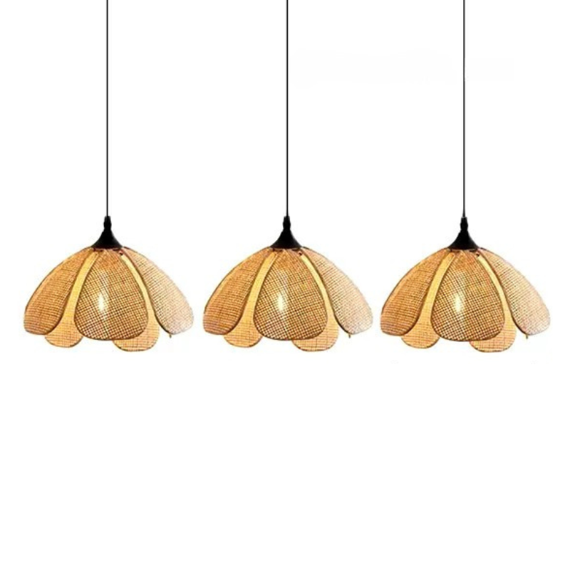 Suspension rotin 3 lampes