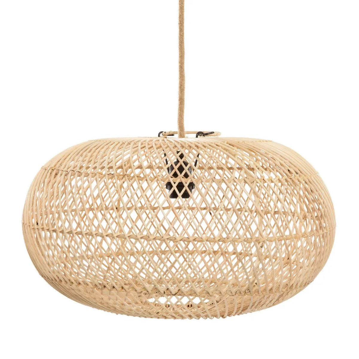 Suspension sphère en rotin naturel diamètre 50 cm avec ampoule apparente