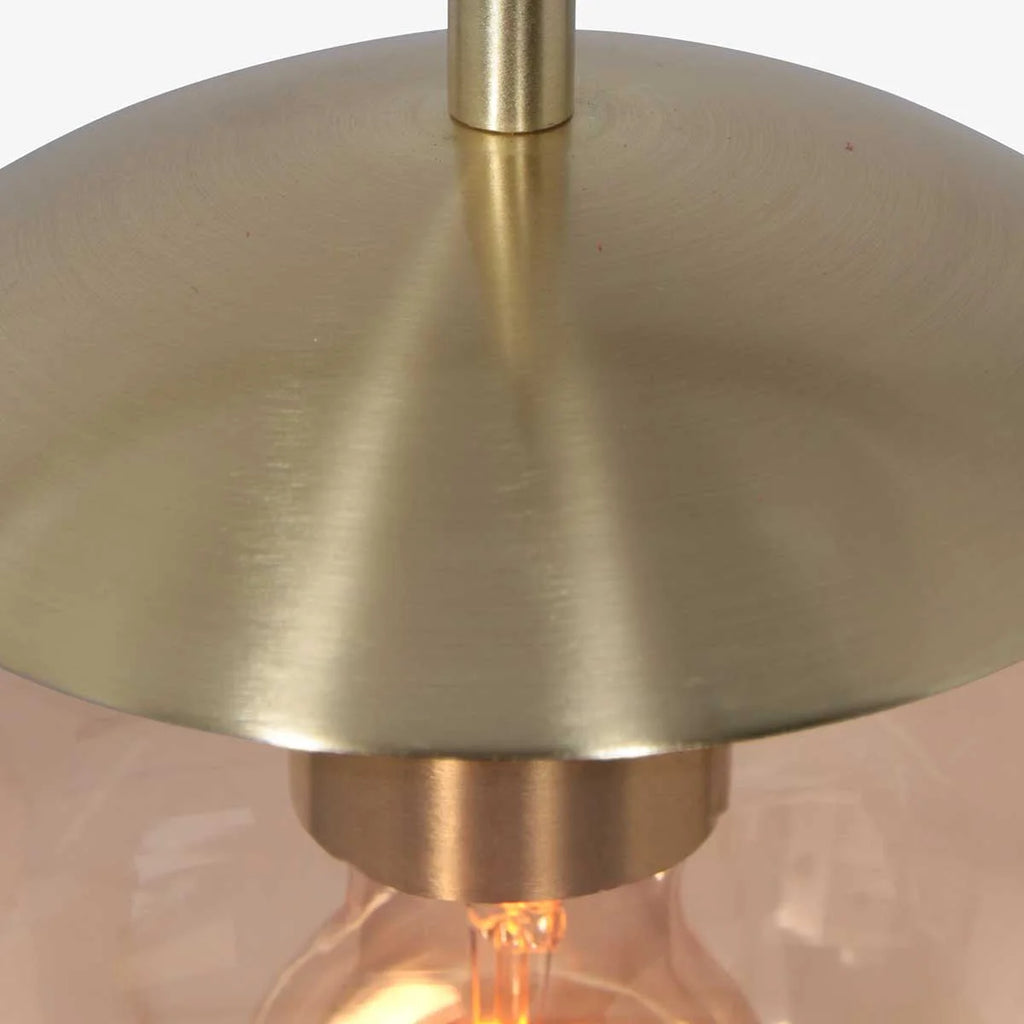 Suspension en verre ambre et métal doré, sphère, ø25 cm, luminaire suspendu élégance