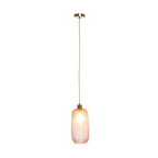 Suspension Irina 100 Rosa avec abat-jour en verre rose texturé et canopy en or