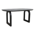 Table à manger ovale en bois noir avec pieds en métal courbés ajourés, 180x90 cm