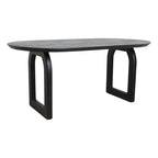 Table à manger ovale en bois noir avec pieds en métal courbés ajourés, 180x90 cm