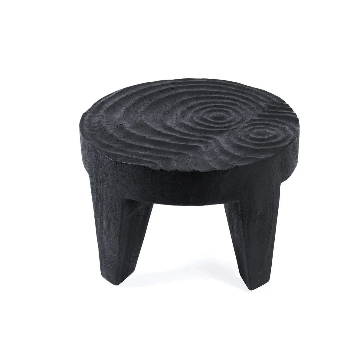 Table basse en bois de suar noir forme organique – 61x61 cm