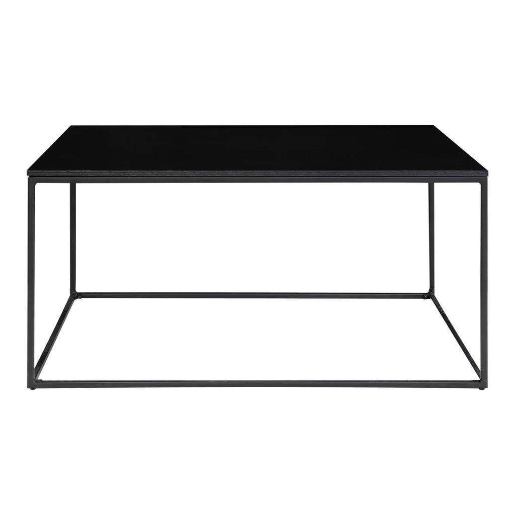 Table basse noire en verre 90x60 cm avec cadre métal sleek