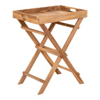 Table basse pliante en teck naturel avec plateau amovible – 29x39 cm