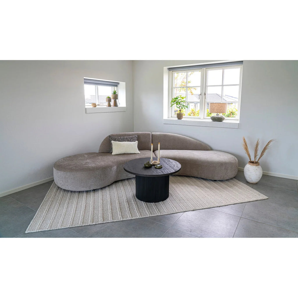 Canapé sectionnel gris moderne courbé en tissu moelleux minimaliste