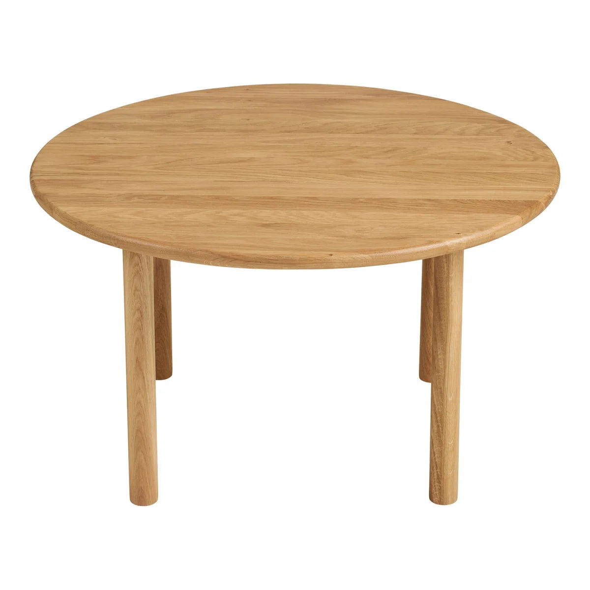 Table basse ronde en chêne clair Ø70 cm avec 4 pieds cylindriques