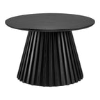 Table basse ronde en bois noir avec base rainurée, Ø70 cm