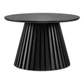 Table basse ronde en bois noir avec base rainurée, Ø70 cm
