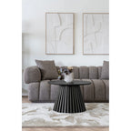 Table basse ronde en bois noir plissé, Ø70 cm