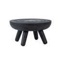 Table basse ronde en bois noir texturé – Ø78 cm