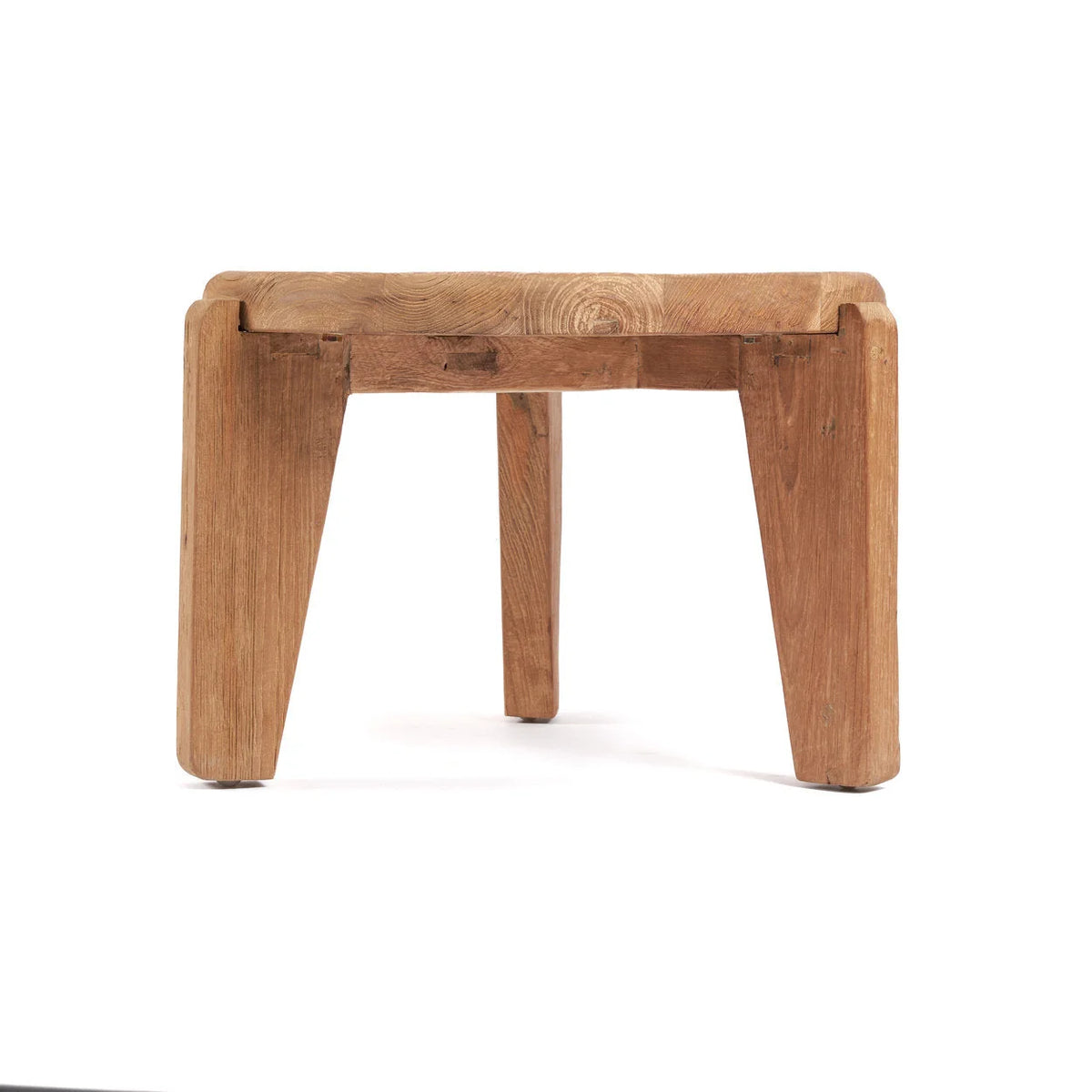 Table basse ronde en teck recyclé naturel – Ø50 cm