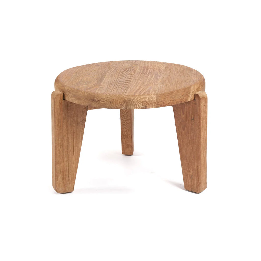 Table basse ronde en teck recyclé naturel – Ø50 cm