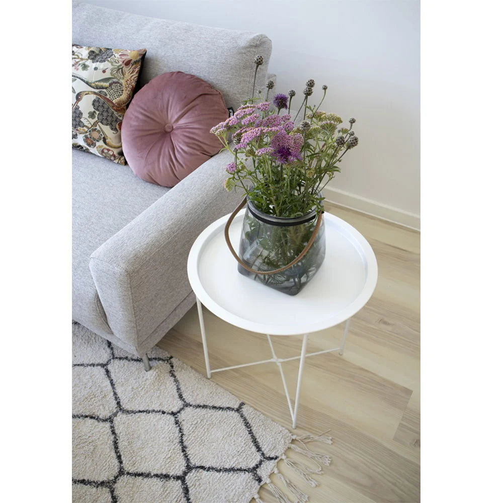 Table d’appoint en acier blanc Ø47 cm ronde