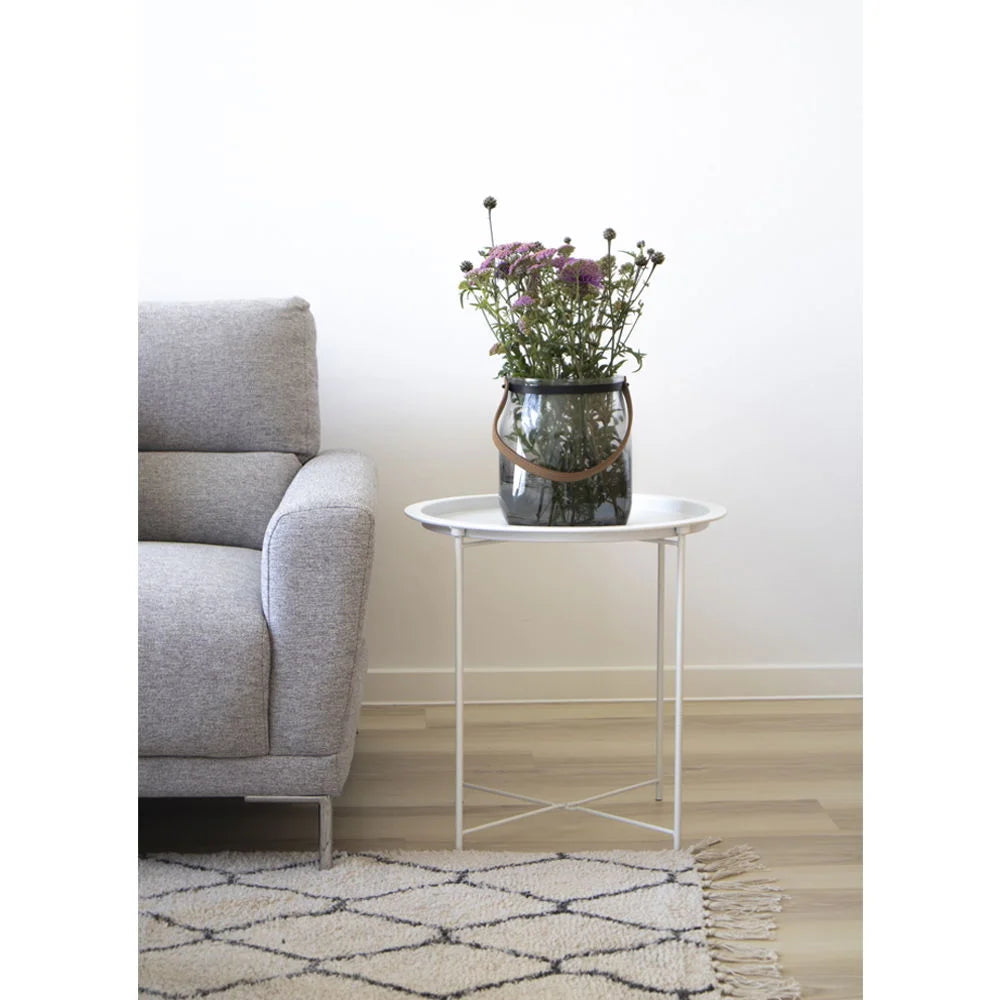 Table d’appoint en acier blanc Ø47 cm ronde