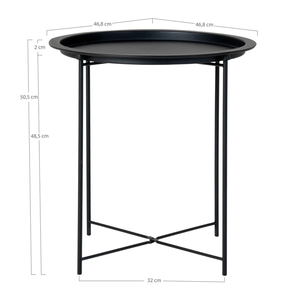 Table d’appoint en acier noir rond Ø47 cm à plateau et pieds élancés