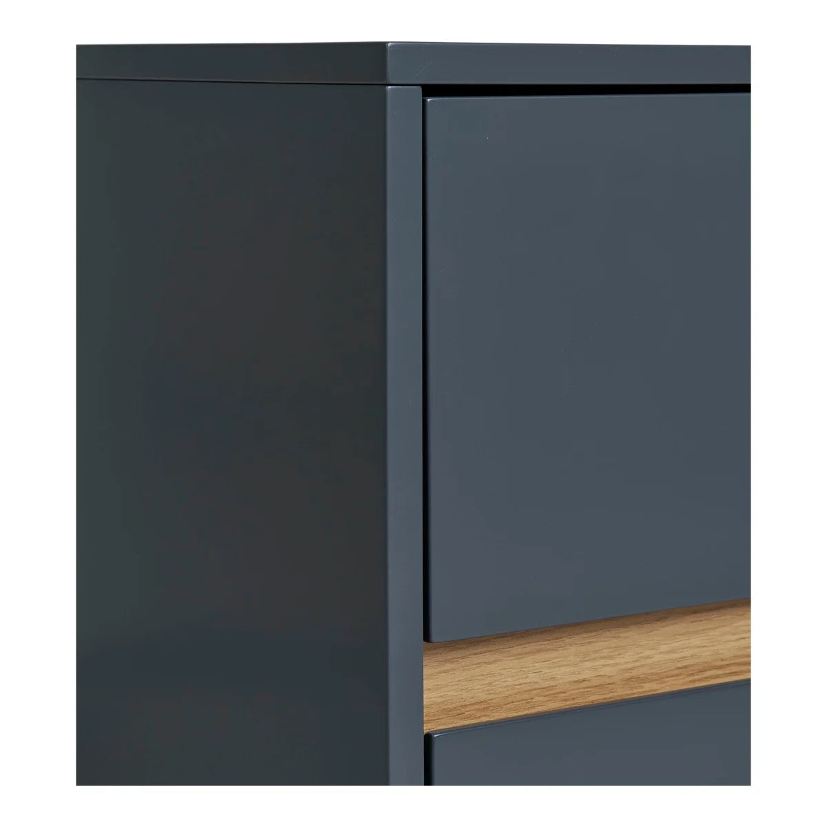 Table d’appoint en bois MDF gris foncé 2 tiroirs 40x35x55