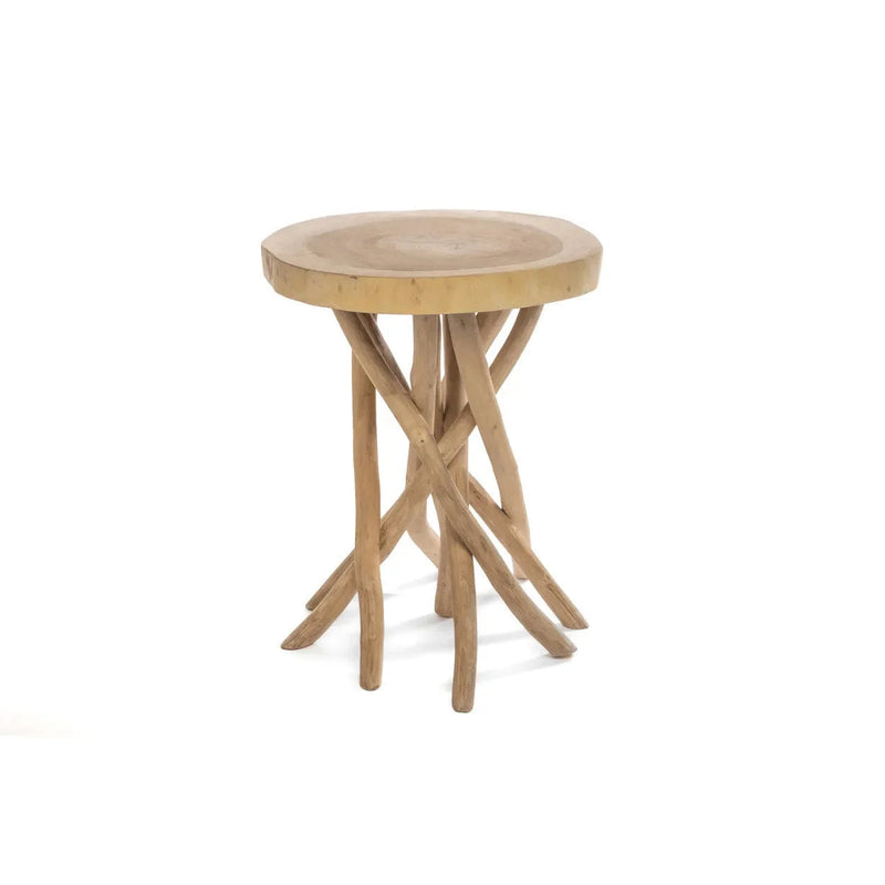 Table d’appoint en bois sculpté – Pieds entrelacés – Ø60 cm