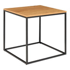 Table d’appoint moderne chêne clair 45x45 cm cadre acier noir