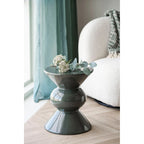 Table d’appoint en fibre de verre laquée vert bouteille, forme sablier, Ø34 cm