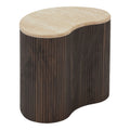 Table d’appoint en MDF aspect travertin brun foncé 50 cm