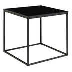 Table d’appoint noire en verre et métal 45x45 cm