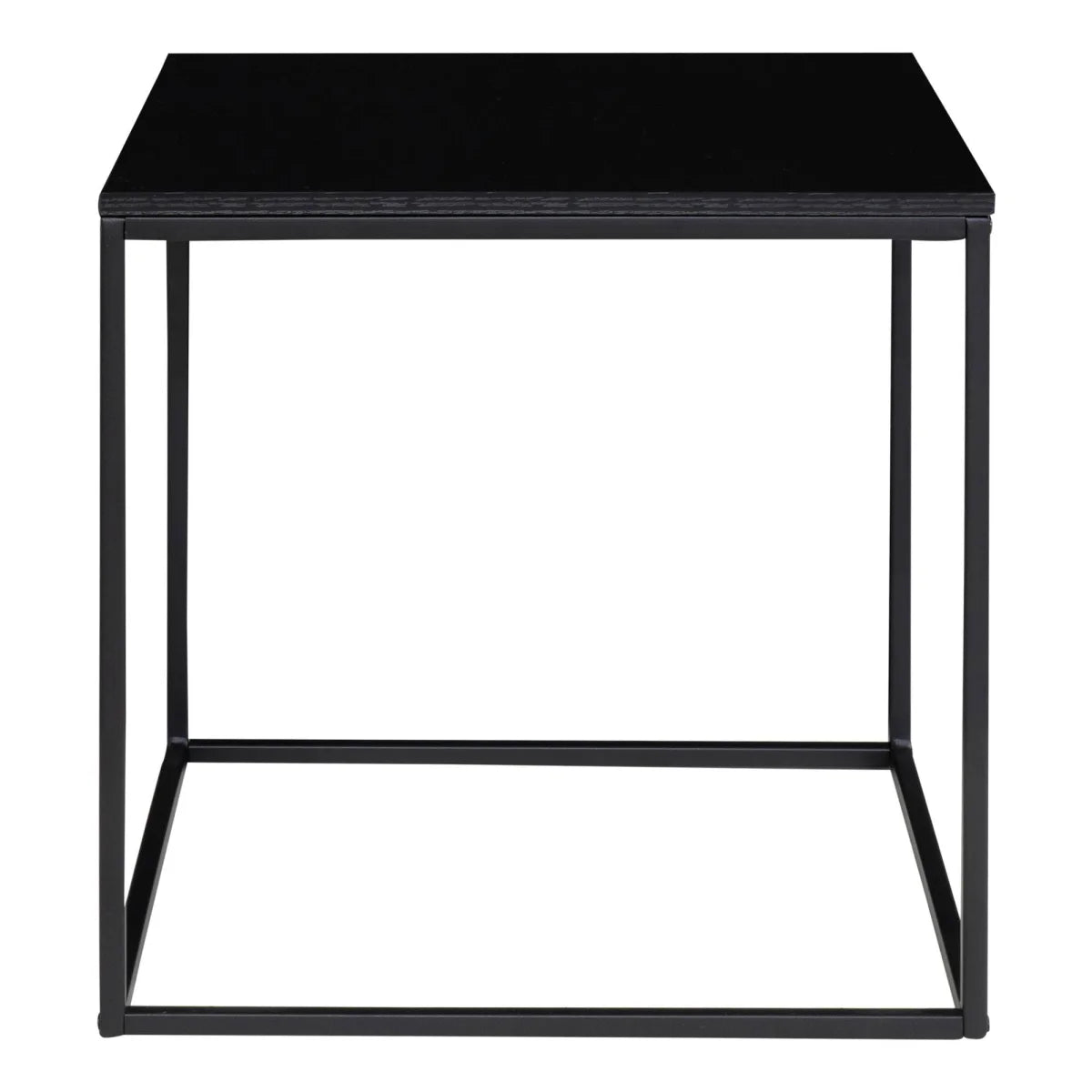 Table d’appoint noire en verre et métal 45x45 cm