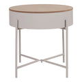 Table dappoint ronde minimaliste en bois clair et métal gris mat Ø40 cm