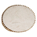 Table d’appoint ronde en bois clair et marbre blanc crème Ø42 cm