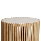 Table d’appoint ronde en bois clair et marbre blanc, Ø42 cm