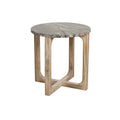 Table dappoint ronde marbre et bois naturel 50x50 cm