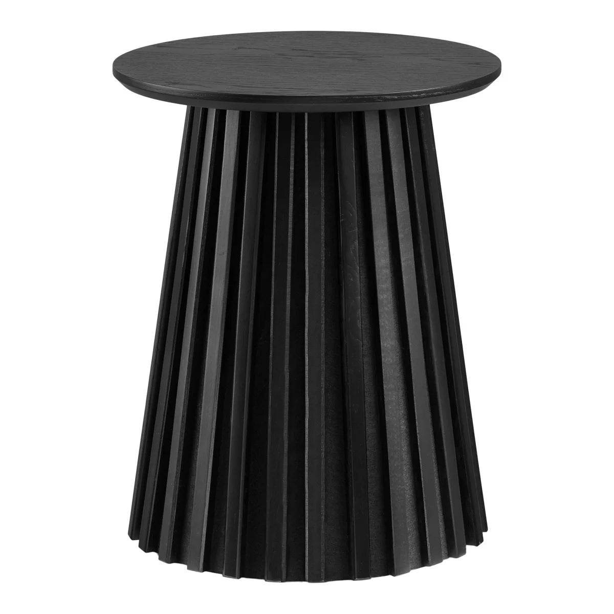 Table d’appoint ronde en placage chêne noir plissé 40x50 cm