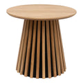 Table d’appoint ronde en placage chêne avec pied graphique à lattes Ø50 cm