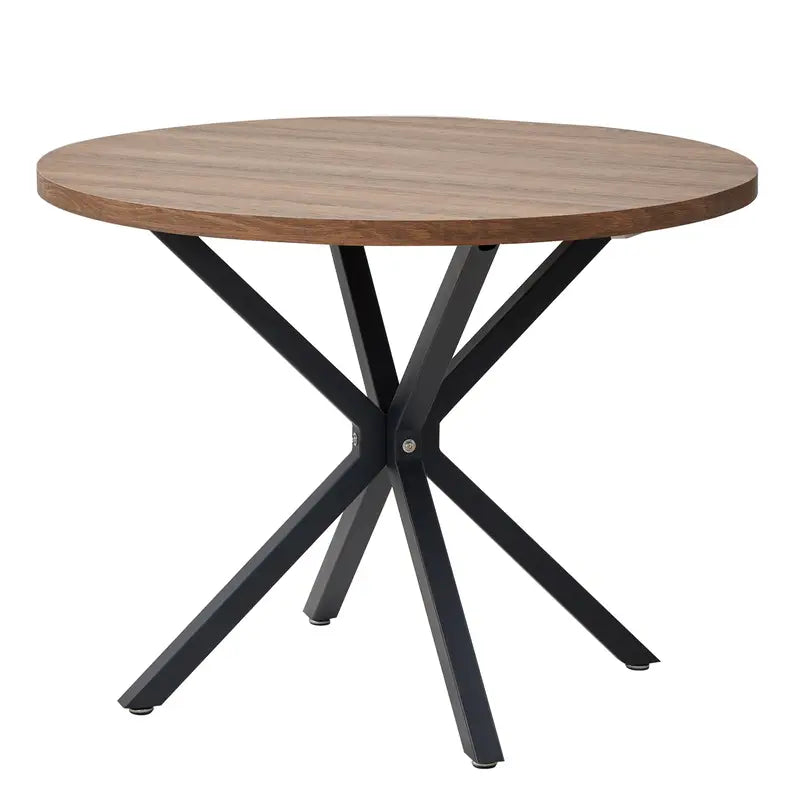 Table de cuisine ronde en bois et métal