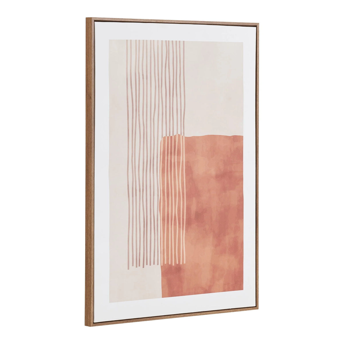 Tableau mural abstrait terracotta en bois clair, 50x70 cm