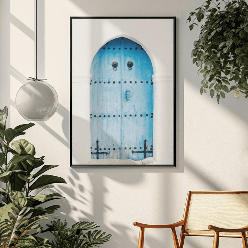 Tableau porte orientale bleue en situation