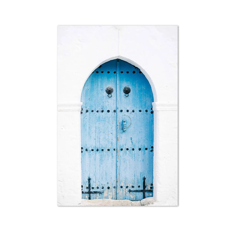 Tableau porte orientale bleue