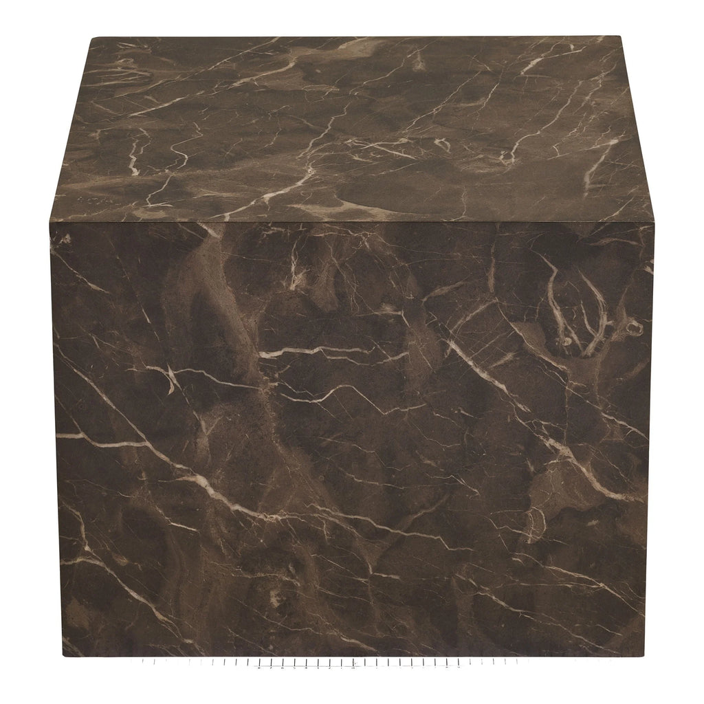 Set de 2 tables dappoint cubiques en marbre brun foncé veiné blanc