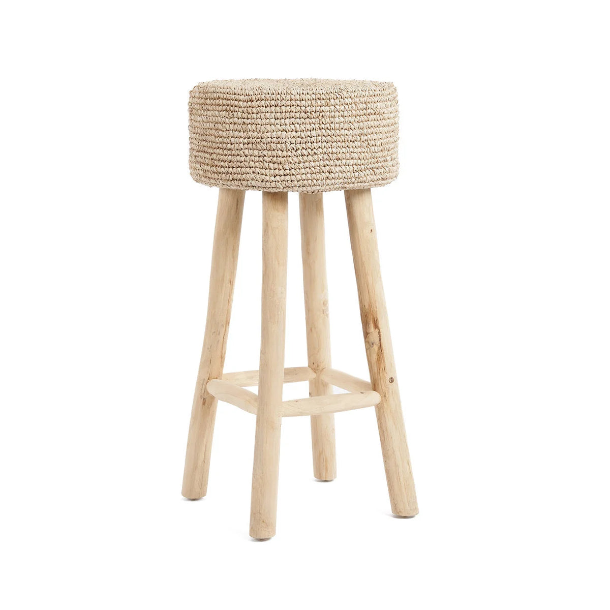 Tabouret de bar en raphia tressé – Naturel – H75 cm
