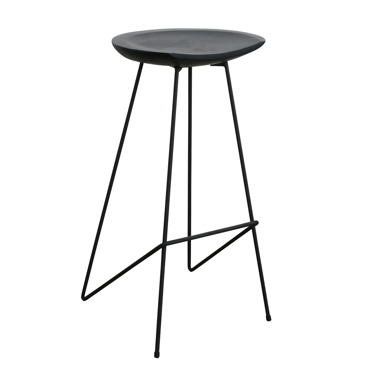 Tabouret de bar en métal noir élégant, design moderne fin 41x42x77 cm