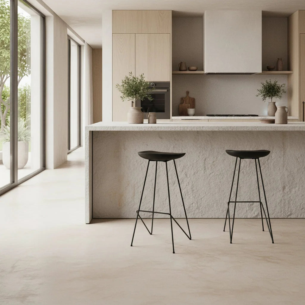 Tabouret de bar en teck noir métal élégant, design minimaliste, 41x42x77 cm