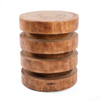 Tabouret en bois de suar naturel sculpté 45 cm