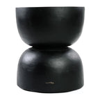 Tabouret en bois de suar noir 45 cm courbé artisanal